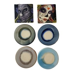 Stone glazed coasters, 2 artwork coasters